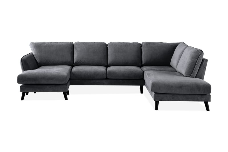 Trend Lyx 4-personers Højrevendt U-formet Sofa med Divan og Chaiselong i Stof, Mørkegrå