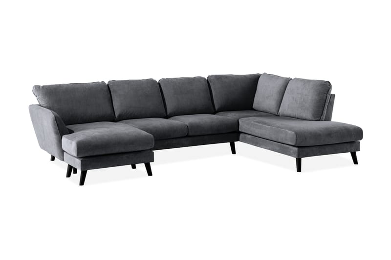 Trend Lyx 4-personers Højrevendt U-formet Sofa med Divan og Chaiselong i Stof - Mørkegrå - Møbler - Sofaer - U Sofa