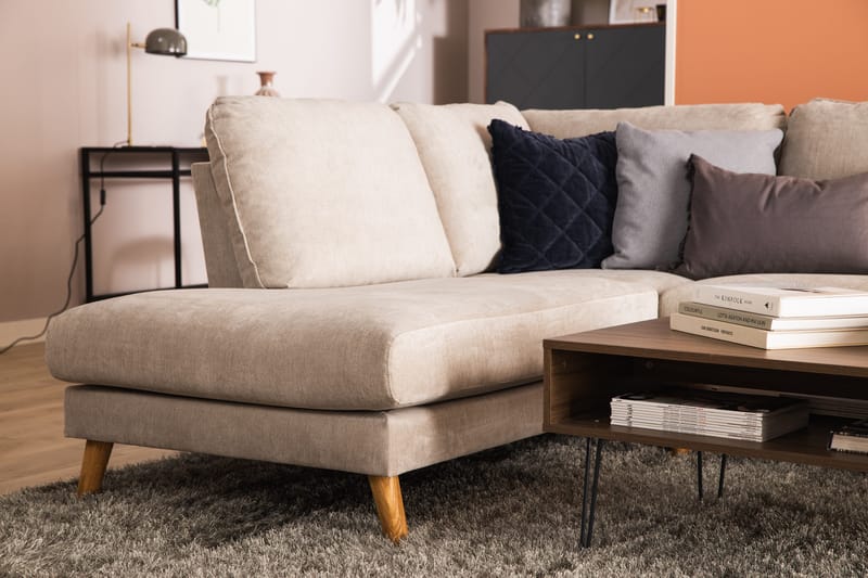 Trend Lyx 4-personers Venstrevendt U-formet Sofa med Divan og Chaiselong i Stof - Beige - Møbler - Sofaer - U Sofa