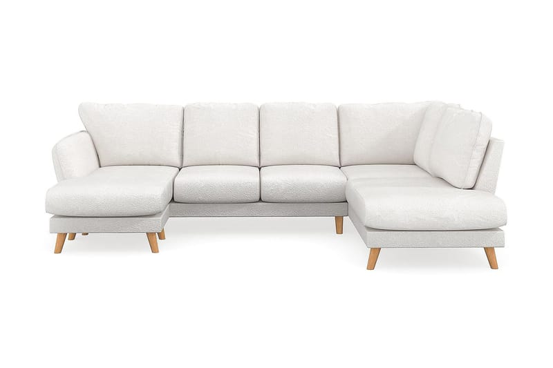 Trend Lyx 4-personers Venstrevendt U-formet Sofa med Divan og Chaiselong i Bouclé, Hvid