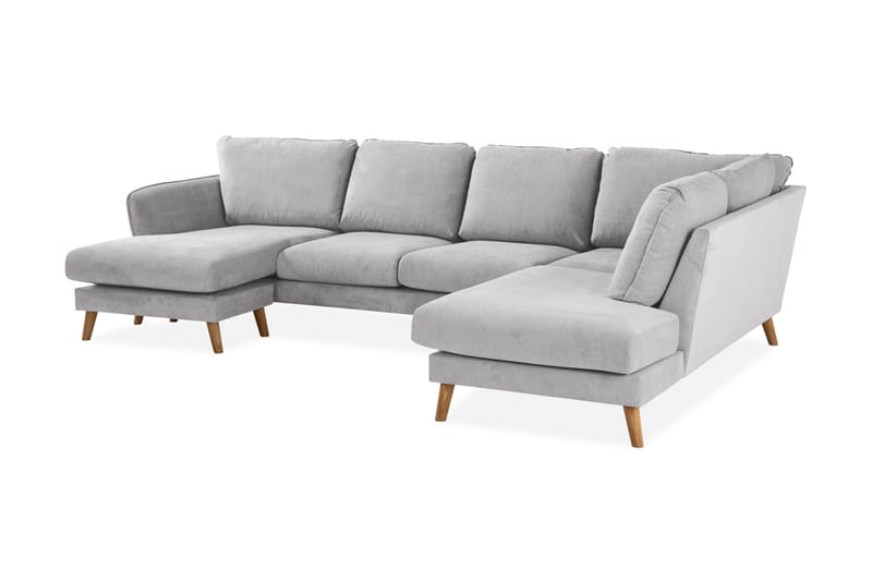 Trend Lyx 4-personers Højrevendt U-formet Sofa med Divan og Chaiselong i Stof - Lysegrå - Møbler - Sofaer - U Sofa