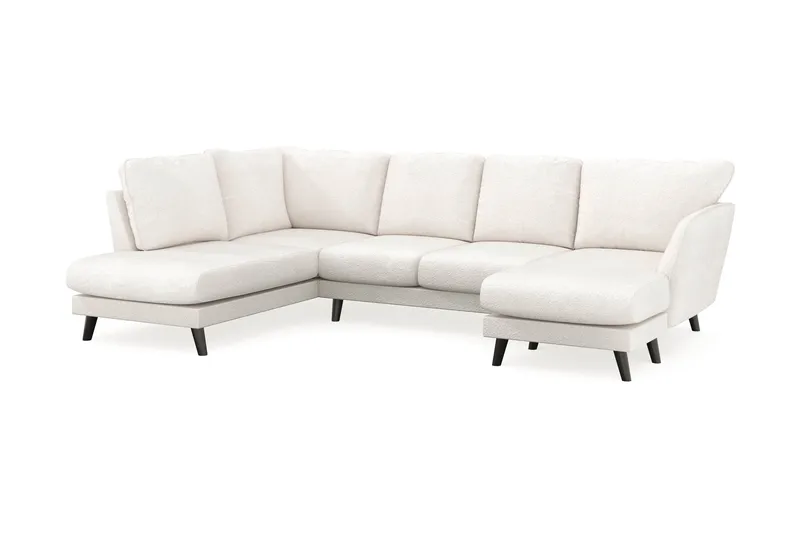 Trend Lyx 4-personers Højrevendt U-formet Sofa med Divan og Chaiselong i Bouclé - Hvid - Møbler - Sofaer - U Sofa