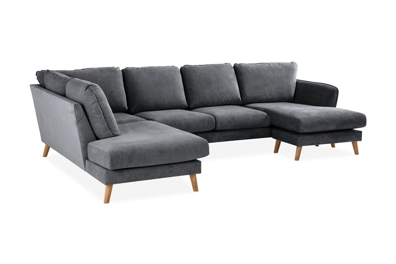 Trend Lyx 4-personers Venstrevendt U-formet Sofa med Divan og Chaiselong i Stof - Mørkegrå - Møbler - Sofaer - U Sofa