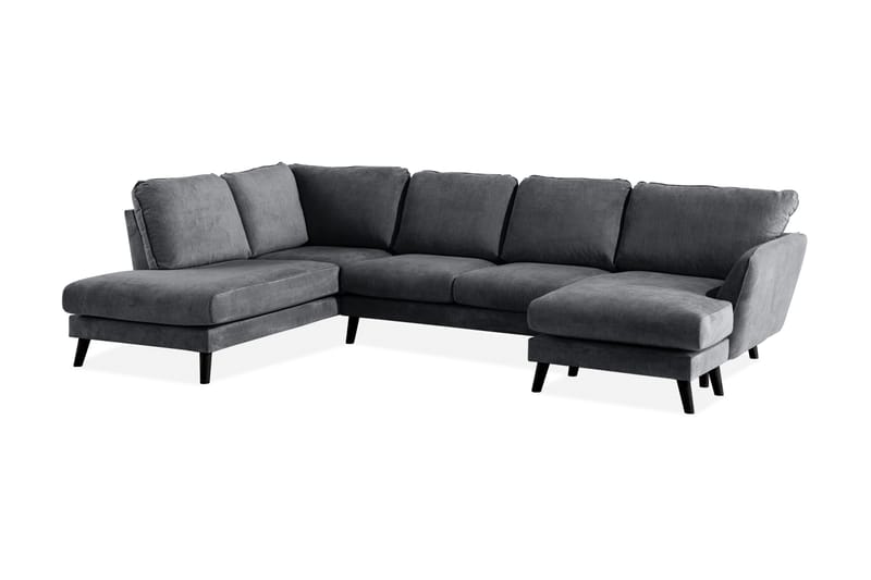 Trend Lyx 4-personers Venstrevendt U-formet Sofa med Divan og Chaiselong i Stof - Mørkegrå - Møbler - Sofaer - U Sofa