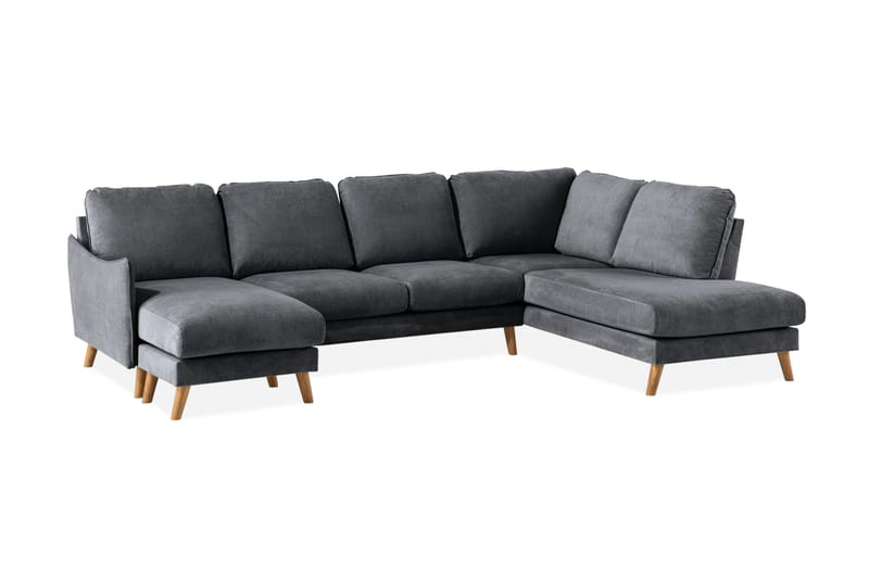 Trend Lyx 4-personers Højrevendt U-formet Sofa med Divan og Chaiselong i Stof - Mørkegrå - Møbler - Sofaer - U Sofa