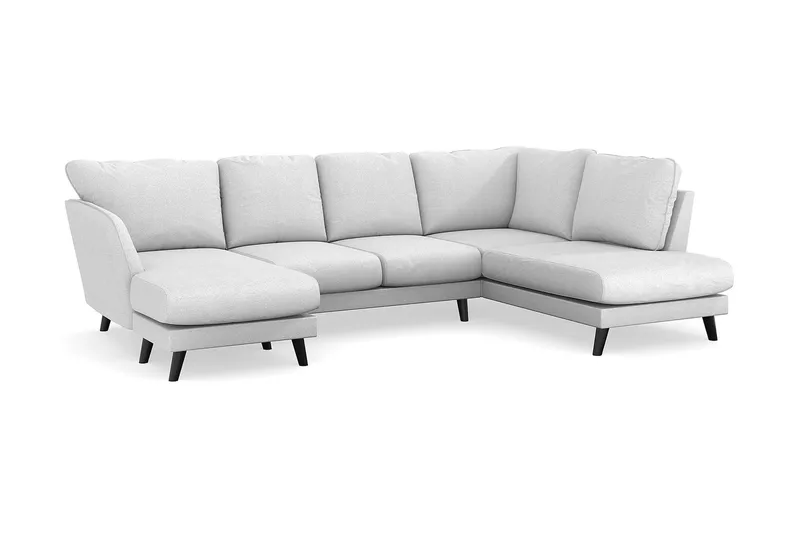 Trend Lyx 4-personers Venstrevendt U-formet Sofa med Divan og Chaiselong i Stof - Lysegrå - Møbler - Sofaer - U Sofa
