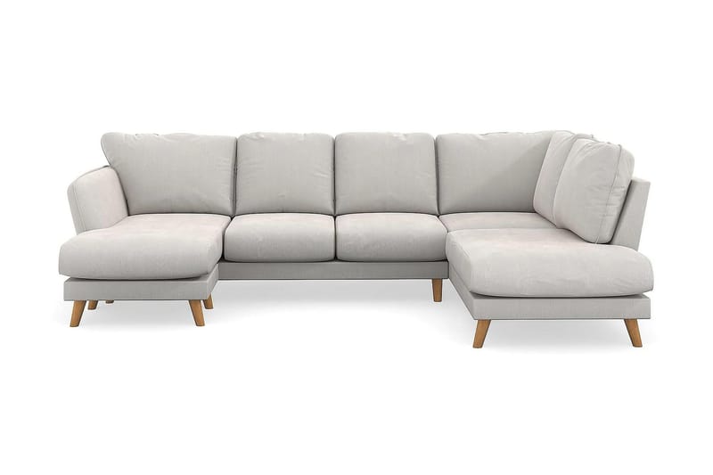 Trend Lyx 4-personers Højrevendt U-formet Sofa med Divan og Chaiselong i Fløjl - Cremehvid - Møbler - Sofaer - U Sofa