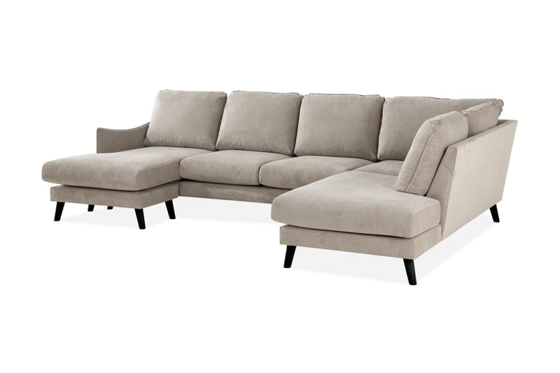 Trend Lyx 4-personers Højrevendt U-formet Sofa med Divan og Chaiselong i Stof - Beige - Møbler - Sofaer - U Sofa