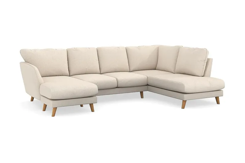 Trend Lyx 4-personers Højrevendt U-formet Sofa med Divan og Chaiselong i Manchester - Beige - Møbler - Sofaer - U Sofa