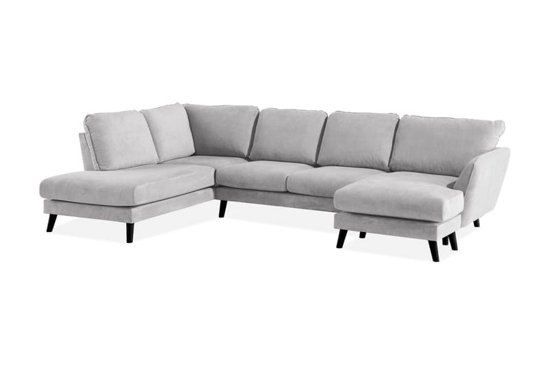 Trend Lyx 4-personers Venstrevendt U-formet Sofa med Divan og Chaiselong i Stof - Lysegrå - Møbler - Sofaer - U Sofa