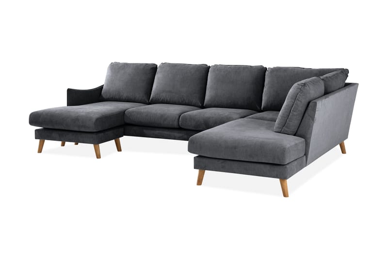 Trend Lyx 4-personers Højrevendt U-formet Sofa med Divan og Chaiselong i Stof - Mørkegrå - Møbler - Sofaer - U Sofa