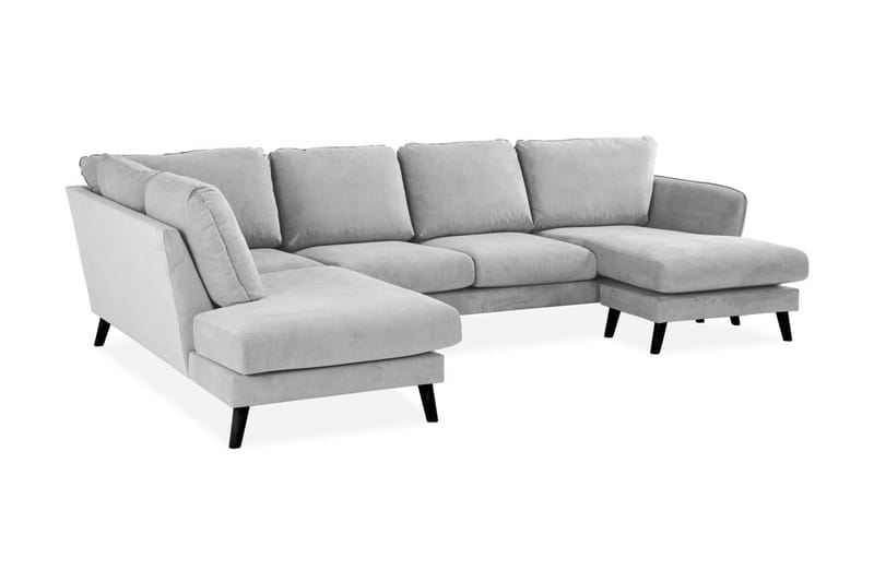 Trend Lyx 4-personers Venstrevendt U-formet Sofa med Divan og Chaiselong i Stof - Lysegrå - Møbler - Sofaer - U Sofa