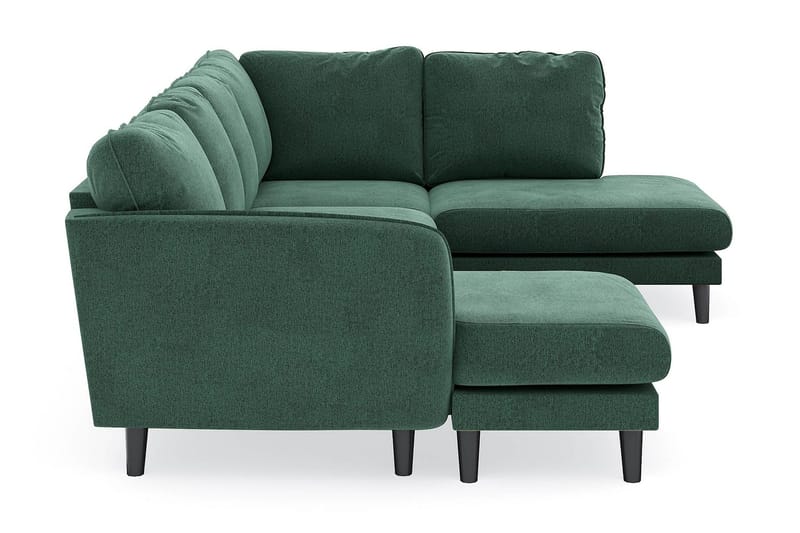 Trend Lyx 4-personers Venstrevendt U-formet Sofa med Divan og Chaiselong i Fløjl - Mørkegrøn - Møbler - Sofaer - U Sofa