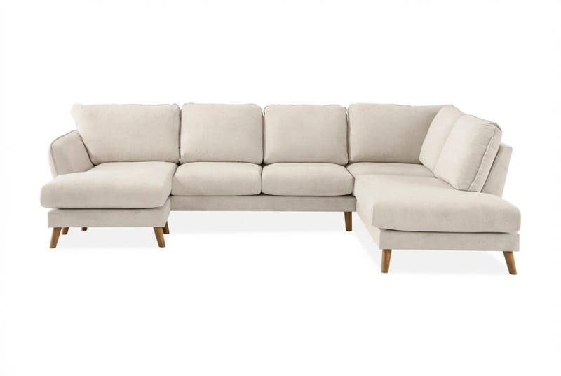 Trend Lyx 4-personers Højrevendt U-formet Sofa med Divan og Chaiselong i Stof - Beige - Møbler - Sofaer - U Sofa