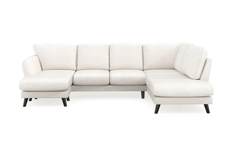 Trend Lyx 4-personers Venstrevendt U-formet Sofa med Divan og Chaiselong i Bouclé, Hvid