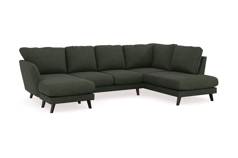 Trend Lyx 4-personers Venstrevendt U-formet Sofa med Divan og Chaiselong i Manchester - Mørkegrøn - Møbler - Sofaer - U Sofa