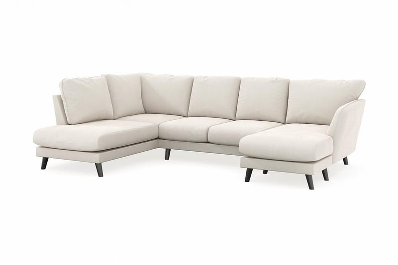 Trend Lyx 4-personers Højrevendt U-formet Sofa med Divan og Chaiselong i Fløjl - Cremehvid - Møbler - Sofaer - U Sofa