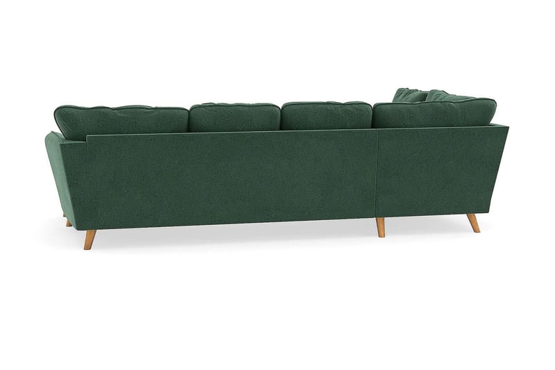 Trend Lyx 4-personers Højrevendt U-formet Sofa med Divan og Chaiselong i Fløjl - Mørkegrøn - Møbler - Sofaer - U Sofa