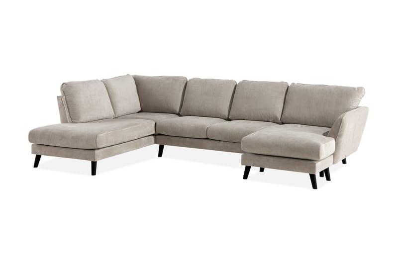 Trend Lyx 4-personers Venstrevendt U-formet Sofa med Divan og Chaiselong i Stof - Beige - Møbler - Sofaer - U Sofa