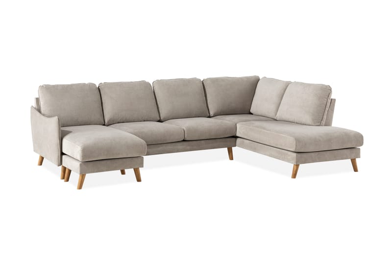 Trend Lyx 4-personers Højrevendt U-formet Sofa med Divan og Chaiselong i Stof - Beige - Møbler - Sofaer - U Sofa