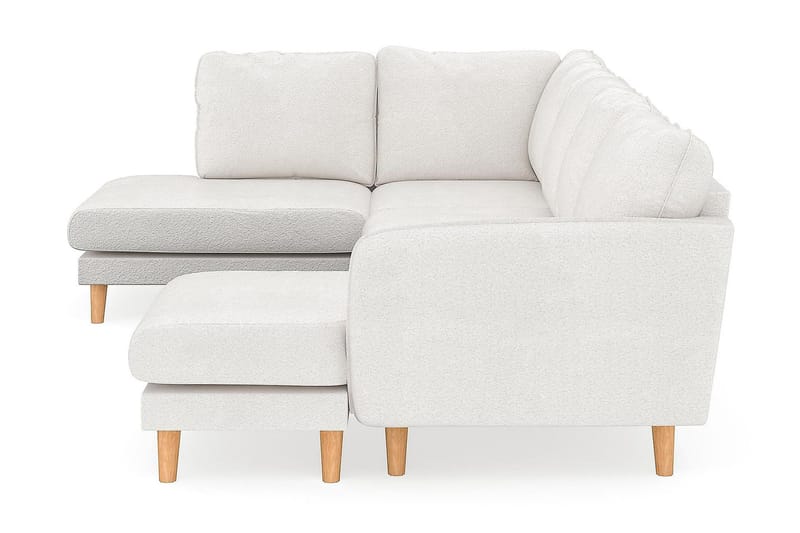 Trend Lyx 4-personers Højrevendt U-formet Sofa med Divan og Chaiselong i Bouclé - Hvid - Møbler - Sofaer - U Sofa