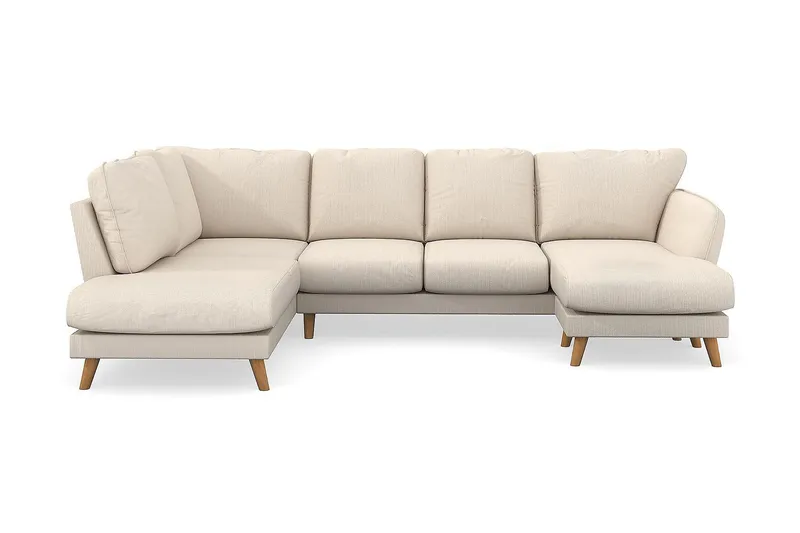 Trend Lyx 4-personers Højrevendt U-formet Sofa med Divan og Chaiselong i Manchester, Beige