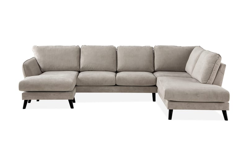 Trend Lyx 4-personers Højrevendt U-formet Sofa med Divan og Chaiselong i Stof, Beige