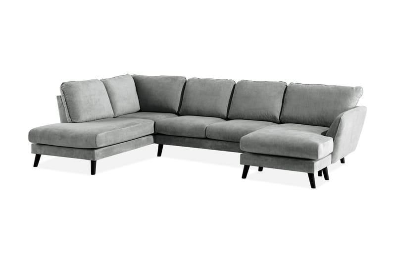 Trend Lyx 4-personers Venstrevendt U-formet Sofa med Divan og Chaiselong i Stof - Grå - Møbler - Sofaer - U Sofa