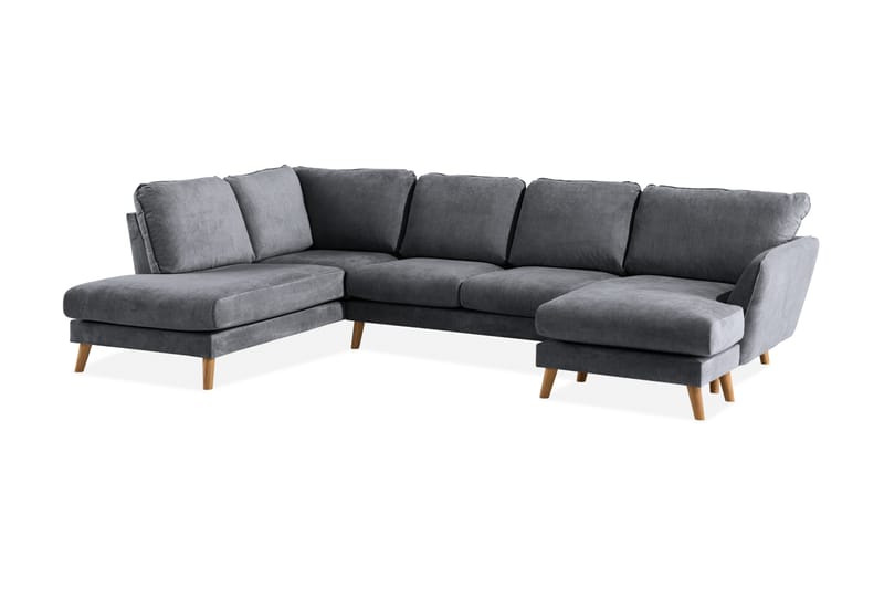 Trend Lyx 4-personers Venstrevendt U-formet Sofa med Divan og Chaiselong i Stof - Mørkegrå - Møbler - Sofaer - U Sofa