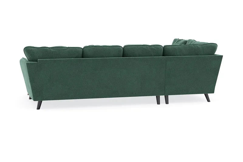 Trend Lyx 4-personers Højrevendt U-formet Sofa med Divan og Chaiselong i Fløjl - Mørkegrøn - Møbler - Sofaer - U Sofa