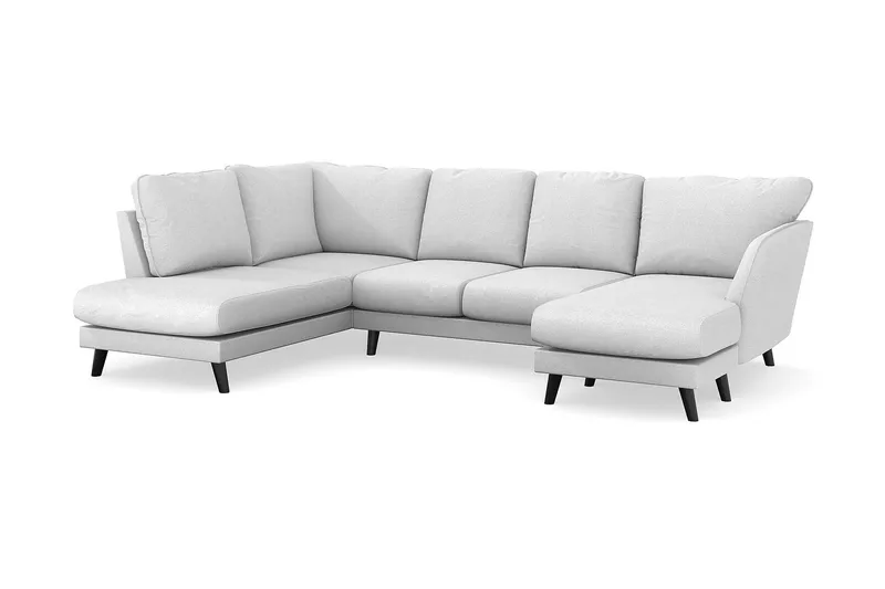 Trend Lyx 4-personers Højrevendt U-formet Sofa med Divan og Chaiselong i Stof - Lysegrå - Møbler - Sofaer - U Sofa