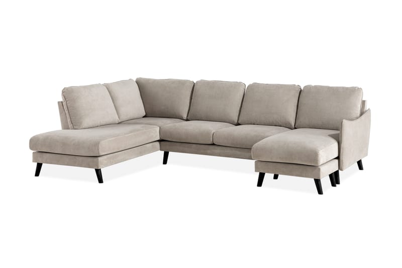 Trend Lyx 4-personers Venstrevendt U-formet Sofa med Divan og Chaiselong i Stof - Beige - Møbler - Sofaer - U Sofa