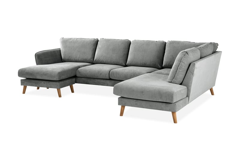 Trend Lyx 4-personers Højrevendt U-formet Sofa med Divan og Chaiselong i Stof - Grå - Møbler - Sofaer - U Sofa