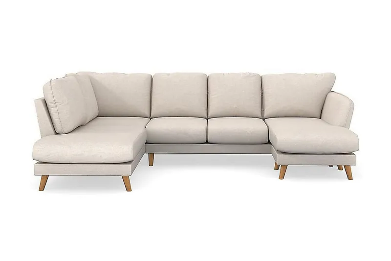 Trend Lyx 4-personers Højrevendt U-formet Sofa med Divan og Chaiselong i Stof - Beige - Møbler - Sofaer - U Sofa