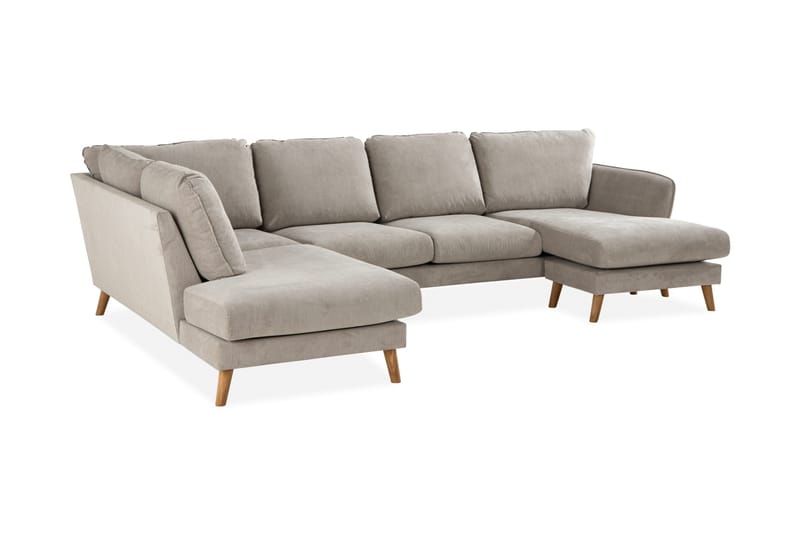 Trend Lyx 4-personers Venstrevendt U-formet Sofa med Divan og Chaiselong i Stof - Beige - Møbler - Sofaer - U Sofa