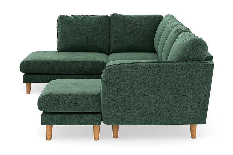 Trend Lyx 4-personers Højrevendt U-formet Sofa med Divan og Chaiselong i Fløjl - Mørkegrøn - Møbler - Sofaer - U Sofa