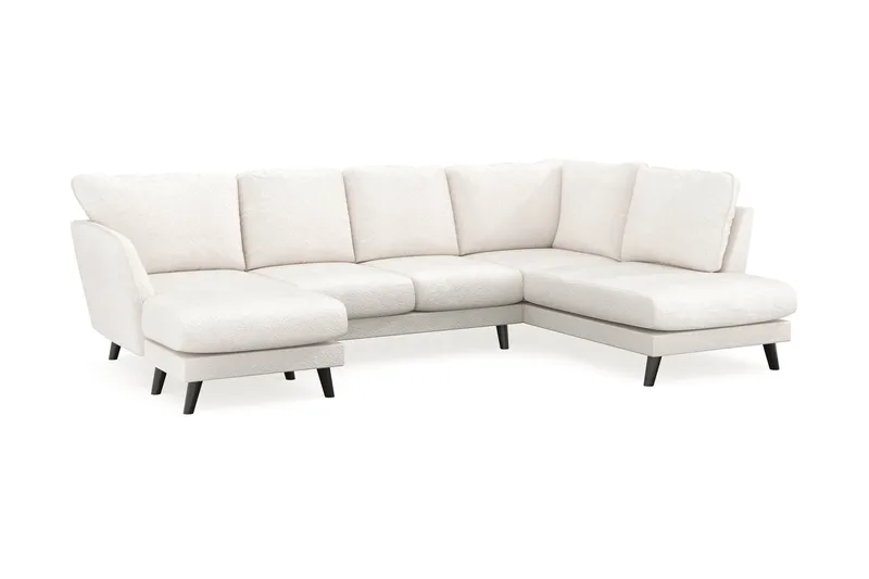 Trend Lyx 4-personers Venstrevendt U-formet Sofa med Divan og Chaiselong i Bouclé - Hvid - Møbler - Sofaer - U Sofa