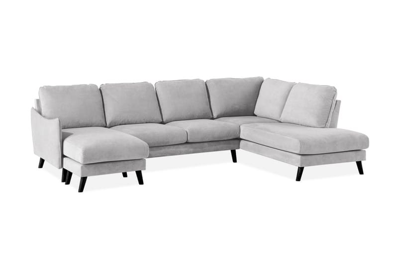 Trend Lyx 4-personers Højrevendt U-formet Sofa med Divan og Chaiselong i Stof - Lysegrå - Møbler - Sofaer - U Sofa