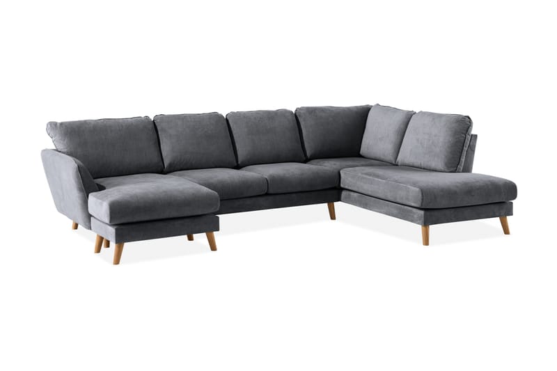 Trend Lyx 4-personers Højrevendt U-formet Sofa med Divan og Chaiselong i Stof - Mørkegrå - Møbler - Sofaer - U Sofa