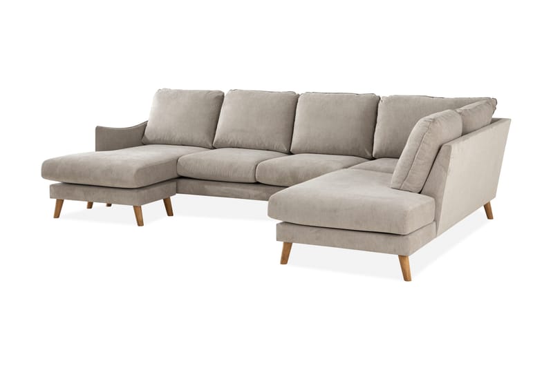 Trend Lyx 4-personers Højrevendt U-formet Sofa med Divan og Chaiselong i Stof - Beige - Møbler - Sofaer - U Sofa