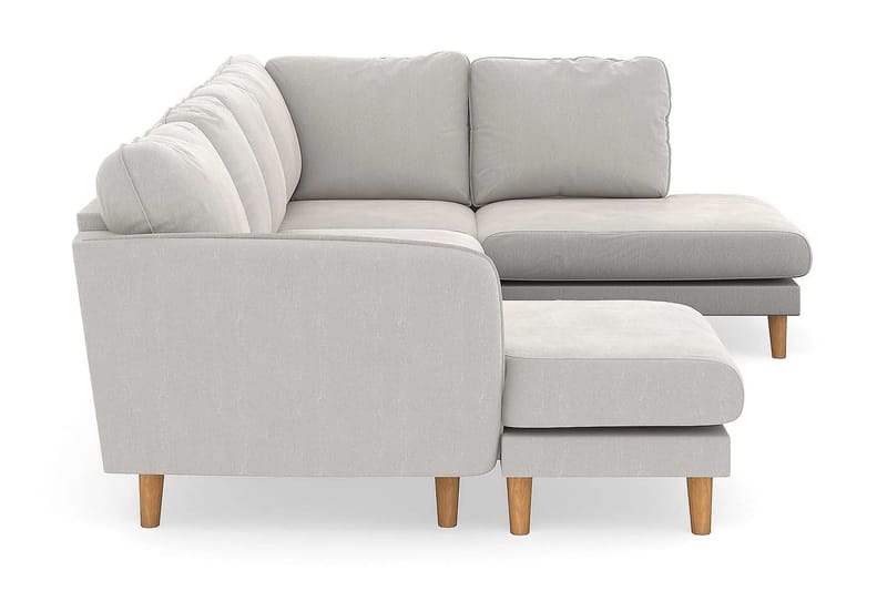 Trend Lyx 4-personers Højrevendt U-formet Sofa med Divan og Chaiselong i Fløjl - Cremehvid - Møbler - Sofaer - U Sofa