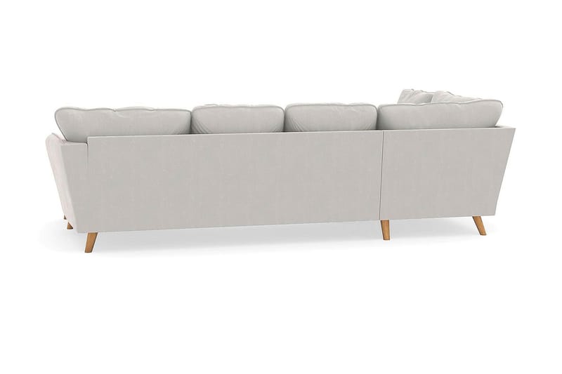 Trend Lyx 4-personers Højrevendt U-formet Sofa med Divan og Chaiselong i Fløjl - Cremehvid - Møbler - Sofaer - U Sofa