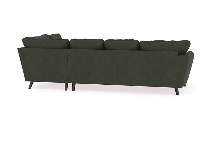 Trend Lyx 4-personers Venstrevendt U-formet Sofa med Divan og Chaiselong i Manchester - Mørkegrøn - Møbler - Sofaer - U Sofa