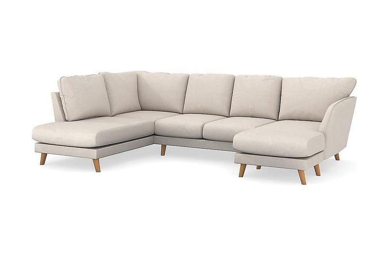 Trend Lyx 4-personers Højrevendt U-formet Sofa med Divan og Chaiselong i Stof - Beige - Møbler - Sofaer - U Sofa