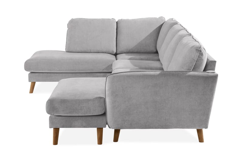 Trend Lyx 4-personers Venstrevendt U-formet Sofa med Divan og Chaiselong i Stof - Lysegrå - Møbler - Sofaer - U Sofa