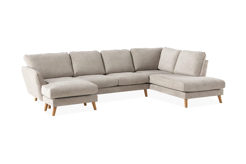 Trend Lyx 4-personers Højrevendt U-formet Sofa med Divan og Chaiselong i Stof - Beige - Møbler - Sofaer - U Sofa