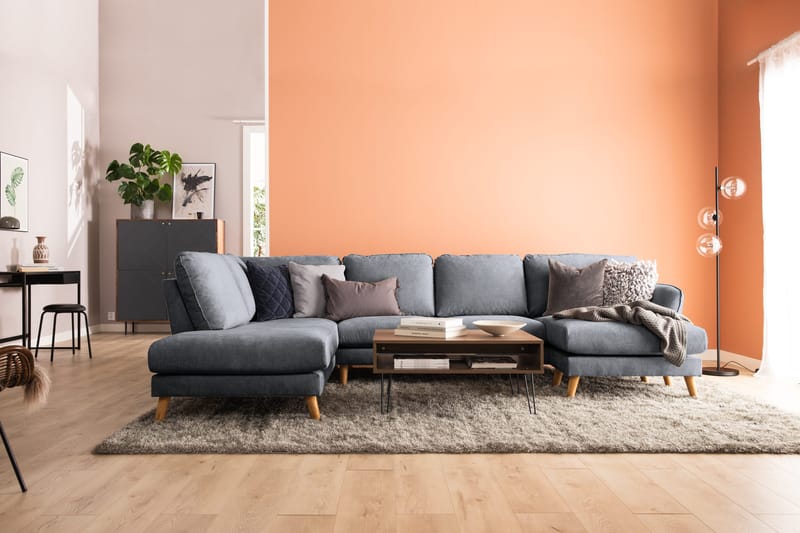 Trend Lyx 4-personers Venstrevendt U-formet Sofa med Divan og Chaiselong i Stof - Mørkegrå - Møbler - Sofaer - U Sofa