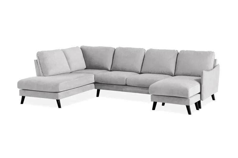 Trend Lyx 4-personers Venstrevendt U-formet Sofa med Divan og Chaiselong i Stof - Lysegrå - Møbler - Sofaer - U Sofa