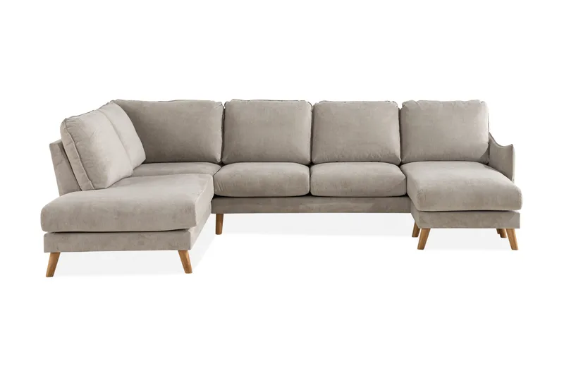 Trend Lyx 4-personers Venstrevendt U-formet Sofa med Divan og Chaiselong i Stof, Beige