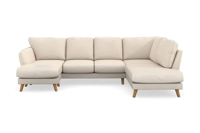 Trend Lyx 4-personers Højrevendt U-formet Sofa med Divan og Chaiselong i Manchester - Beige - Møbler - Sofaer - U Sofa